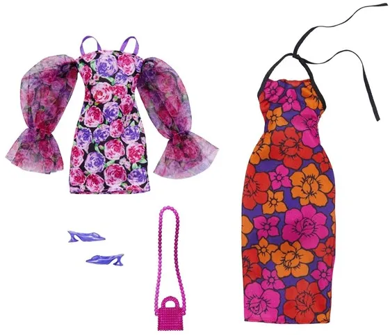 Barbie Kleidung Blumenmuster-Mode- und Accessoire-2er-Pack für Puppen