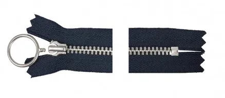 YKK Reißverschluss Aluminium Fest m/Ring 35cm 4mm Marine